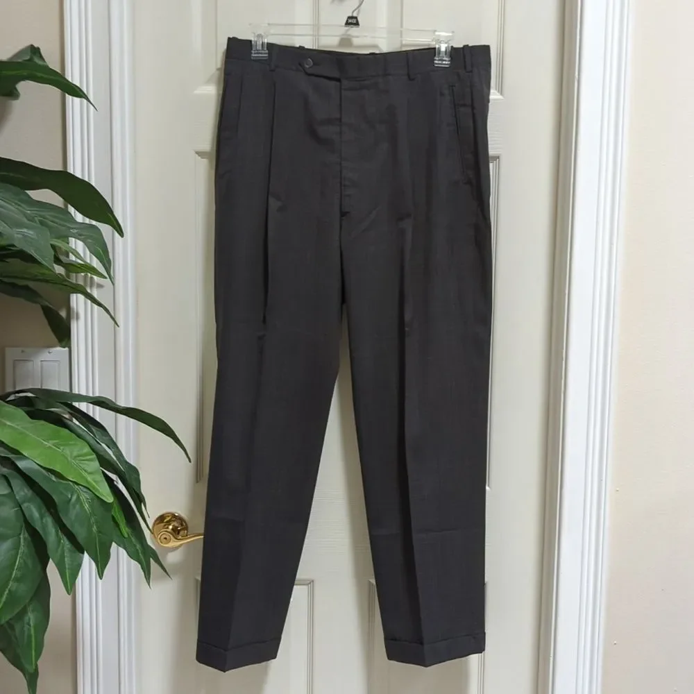 Goly LTD Custom Men's Dark Grey Tailored 100% Italian Wool Suit Single Vent 48R